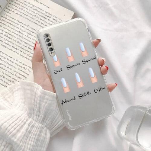Personality Nail Art Print pattern Phone Case Transparent for xiaomi Redmi note cc K 30 10 20 8 9 8 S E T X PRO