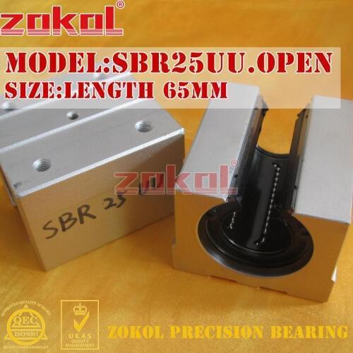 ZOKOL bearing SBR25UU Open slider Linear motion bearing Length 65mm