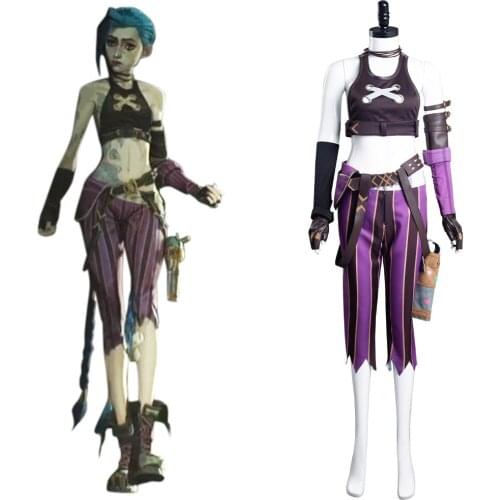 Game LoL Jinx Cosplay Costume Uniform Outfits Halloween Carnival Suit