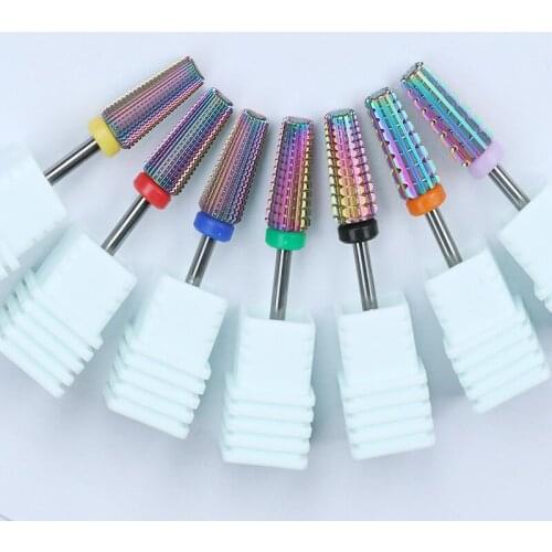 Ceramic and 5 in 1 Rainbow Nail Drill Bits For Electric Drill Manicure Machine Accessory Remove Gel Varnish Cuticle