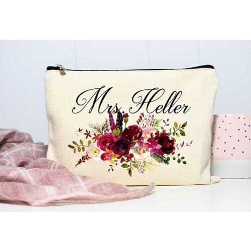 Cosmetic makeup travel bag customize floral Bachelorette hen Party make up bag team bride bridesmaid Valentines gift decoration