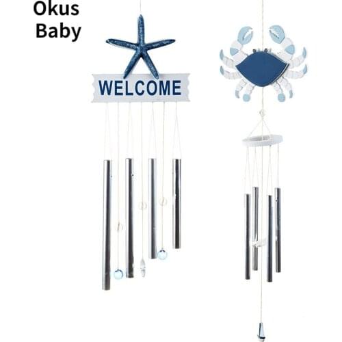 2021 Mediterranean Home Furnishings Pendant Gifts Ocean Wind Chimes Wooden Crafts Starfish Sailboat Small Fish Pendant