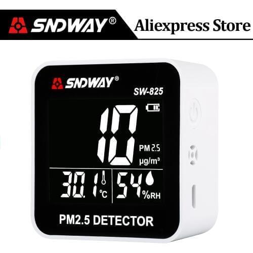 SNDWAY Laser PM2.5 Detector Digital Air Quality Monitor Tester w/ Alarm Gas Analyzer Temperature humidity meter Diagnostic Tool
