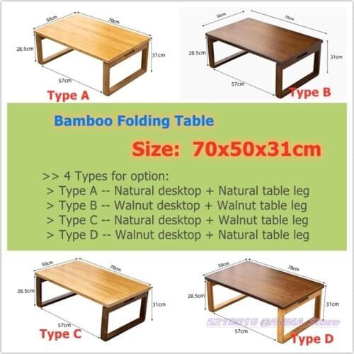 Natural Bamboo Small Coffee Folding Desk 70x50x31cm Super Quality Bay Window Table Home Supplies Japanese Style Furniture Walnut