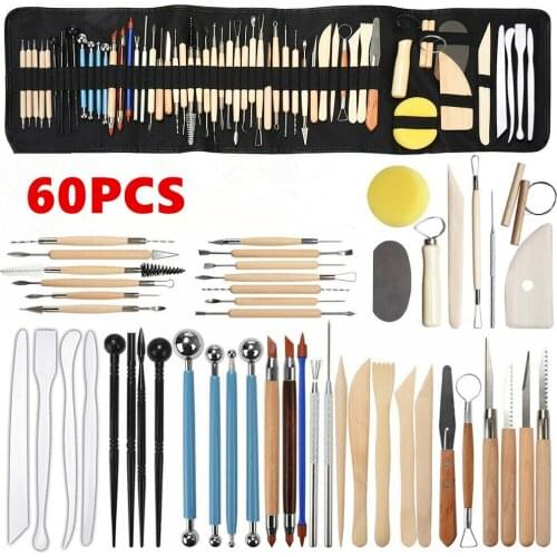 60pcs Clay Sculpting Kit Sculpt Smoothing Wax Carving Pottery Ceramic Tools Polymer Shapers Modeling Carved Tool