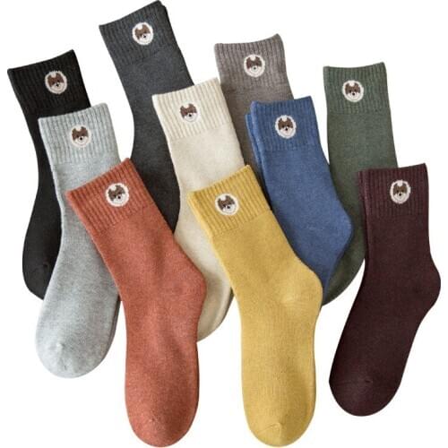 1 Pair Women Girls Socks Fashion Strip Print Soft Socks Street Middle Tube Socks Female Winter Warm Socks Warmer Thicken