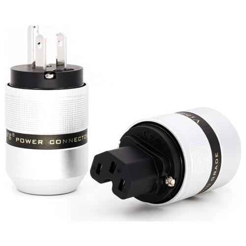 P-014 1 Set Viborg HiFi USA US Power Connector Plug+IEC Connector Core Copper+5U Rhodium Plated Copper Plating Gold-plated