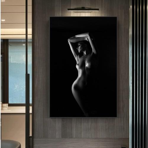 Modern Black White Portrait Posters Sexy Women Nude Body Art Picture Prints Wall Art Canvas Painting for Bedroom Home Decoration