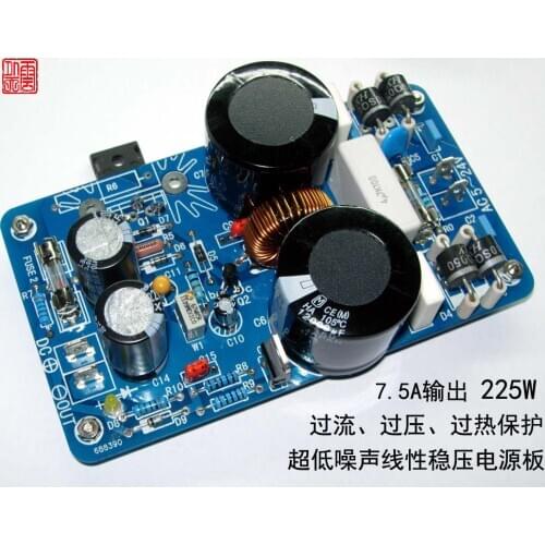 Linear Adjustable Power Supply Board Finished Product Ultra-low Noise Overvoltage Protection Soft Start 7.5A
