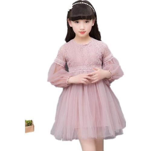 Girl Dress 2021 Princess Costume Long Sleeve Lace Baby Girls Wedding Dress Children Evening Party Dresses Autumn Kids Clothing