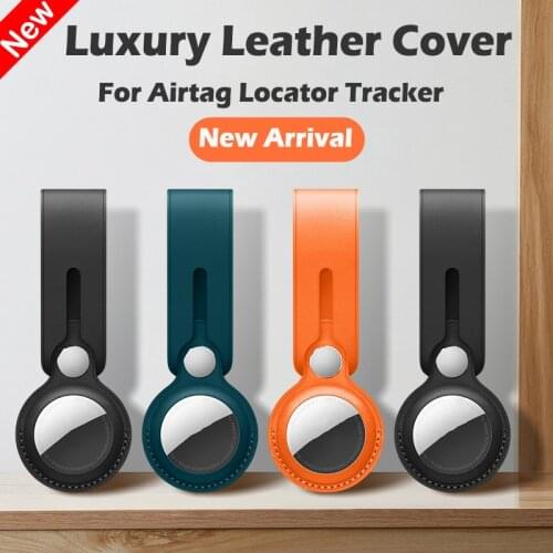 Luxury PU Leather Protector Case For Apple Airtags Protective Cover For Airtag Locator Tracker Airtag Anti-Lost Device Keychain
