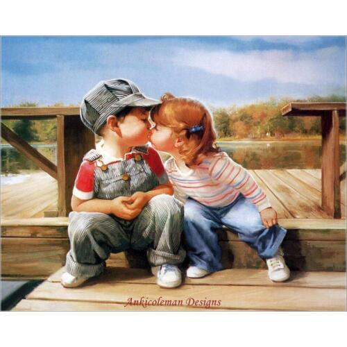 Needlework for embroidery by Ankicoleman DIY DMC High Quality - Counted Cross Stitch Kit set Oil painting - First Kiss