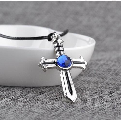 Lucky Movie Character Logo Jesus Cross Zircon Gem Pendant Necklace Love Woman Mother Girl Gift Wedding Blessing Jewelry