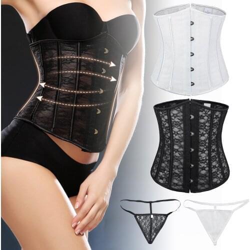Sexy Corset Bustiers Lace Mesh Steampunk Lingerie Shapers Corset Boned Underbust Top Body Shaper Burlesque Women Gothic Clothing