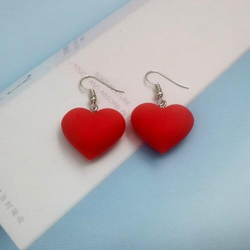 1Pair Korea Red Love Hearts Drop Earrings For Women Girl Cute Dangle Earring Couples Christmas Gift Fashion Jewelry EC498