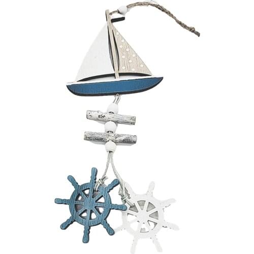 Ocean Series Creative Gifts Wooden Pendant Mediterranean Wind Crafts Small Fish Boat Rudder Home Balcony Porch Outdoor Reliable