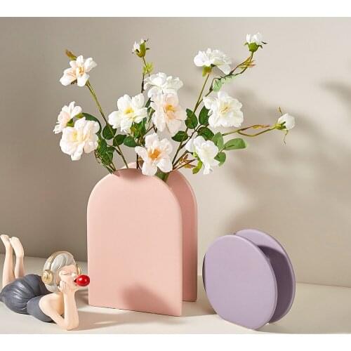 Nordic Decoration Flower Vase Home Decoration Ceramic Vase Flower Basket for Flowers Plant Pots Tabletop Living Room Decorative
