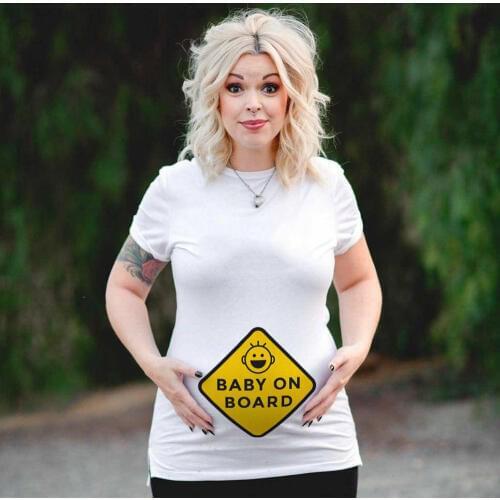 Plus Size Funny Maternity Tshirt Baby on Board Pattern Print Pregnant Woman T-shirt Tops Pregnancy Short Sleeve T Shirt Clothes