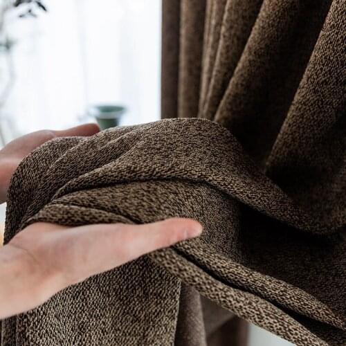 Modern Solid Color Linen Window Curtains Blackout Bedroom Living Room Finished Thick Cotton Linen