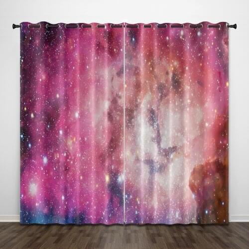Space Galaxy 3D Printing Blackout Curtain Bedroom Living Room Home Decoration for Kids Children Boys Girls