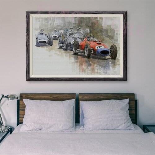 T137 Retro Racing Car Classic Painting The car of the competition 90 Custom Silk Poster Home Deco Wall Art Christmas Gift
