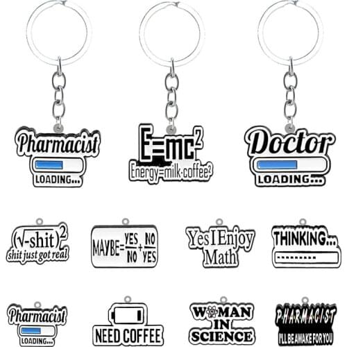 TAFREE Chemical Pharmacist Formula Epoxy Keychain Backpack School Bag Handbag Resin Pendant Jewelry Keychain