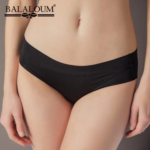 BALALOUM Womens Sexy Seamless Panties Mid Waist Solid Briefs Underwear Smooth Ultra Thin Lingerie For Girls Soft Cotton Crotch