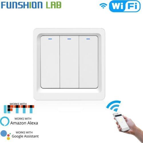 WiFi Smart Light LED Switch Push Button Smart Life/Tuya APP Remote Control Works with Alexa Google Home for Voice Control 3 Gang