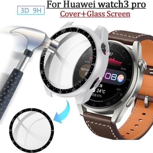 With Scale Screen Tempered Glass Film For Huawei watch3 pro Smart Bracelet Cover PC Frame for Huawei watch 3 pro Protective Case