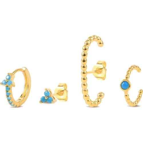 AIDE 1 Set 925 Sterling Silver Turquoise Clip Earrings Joyero Loop Earring Pendientes Aretes Jewelry Woman 2021 Bijoux Femme CZ