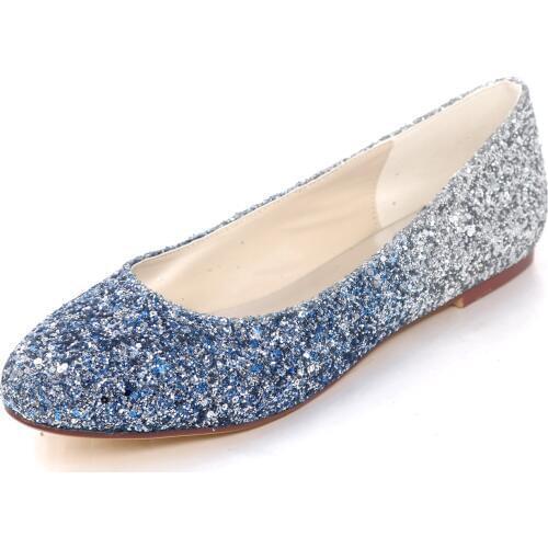 Comfort Flat Gradient Sequin Women Shoes Round Toe Wedding Bridal Formal Party Women Flats