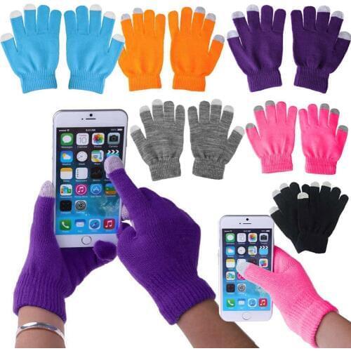 Unisex Winter Warm Capacitive Knit Gloves Hand Warmer For Touches Screen Smart Phone Female Gloves 2017 New Fingerless Gloves
