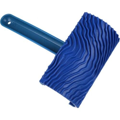 1PC Blue Rubber Wood Grain Paint Roller DIY Graining Painting Tool Wood Grain Pattern Wall Painting Roller With Handle Home Tool