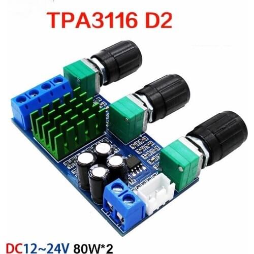 2*80W 2 Channel TPA3116 digital Power Stereo Amplifier Board TPA3116D2 Treble Bass Regulating NE5532 Audio Amplificador