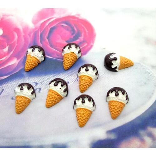 20Pcs Resin Coffee Ice Cream Crafts Flatback Cabochon Scrapbooking Decorations Fit Hair Clips Embellishments Beads Diy