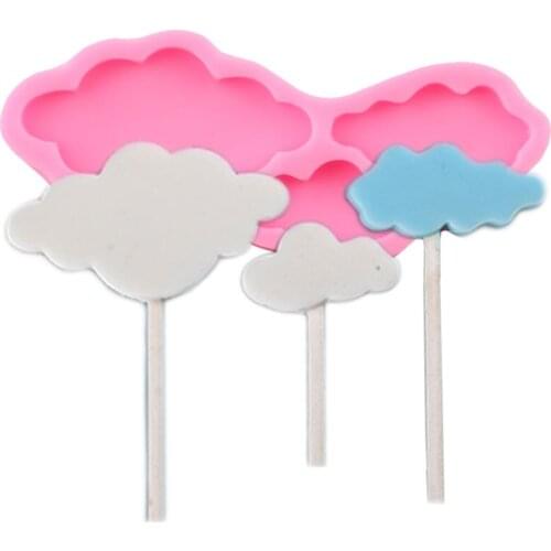 3D Clouds Lollipop Silicone Mold DIY Baby Birthday Fondant Mold Chocolate Cake Decorating Tools Polymer Clay Resin Moulds