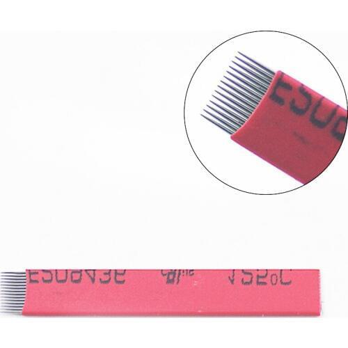 50PCS/Pack Sterile 14 Pin Manual Permanent Makeup Blade 0.25mm 3D Embroidery Microblading Eyebrow Tattoo Needles