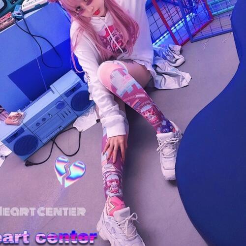 Anime Cartoon Anime Electronic Toy Young Girl Printed Stockings Lolita Girls Gothic Velvet Overknee Kawaii Cosplay Stockings