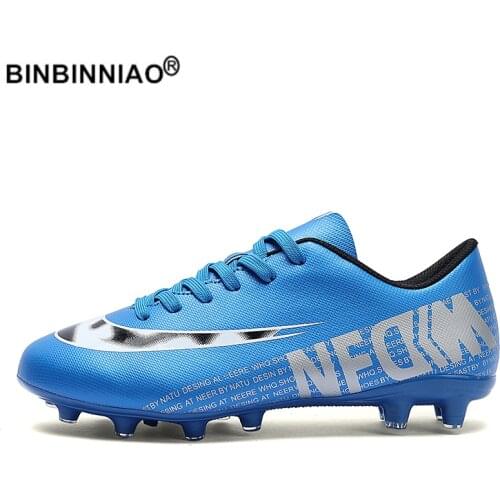 BINBINNIAO Men Professional Football Boots Kids Boys Students TF AG Soccer Shoes Cleats Sport Sneakers Plus size 32-47