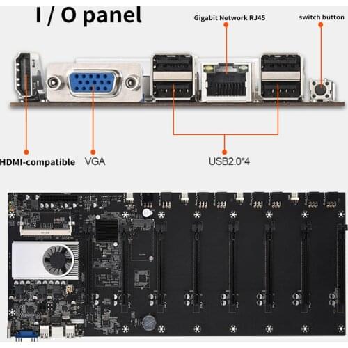 BTC-37 Mining Motherboard SATA 3.0 8 GPU PCI-E 16X Motherboard with USB 2.0 DDR3 Memory Slots Computer Parts