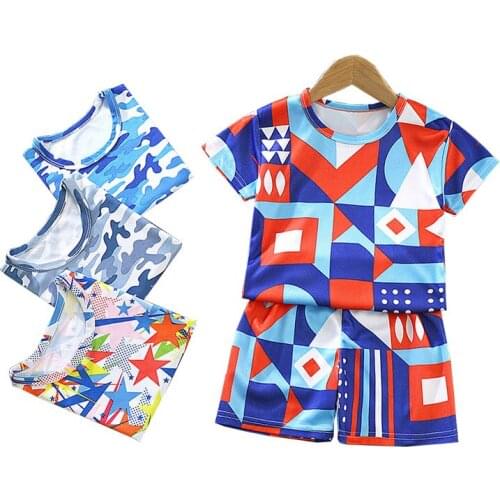 Children Boys Short Sleeve Camouflage Suit Summer Soccer Basketball Quick Drying Teens Breathable Sports Outdoor Running Outfits
