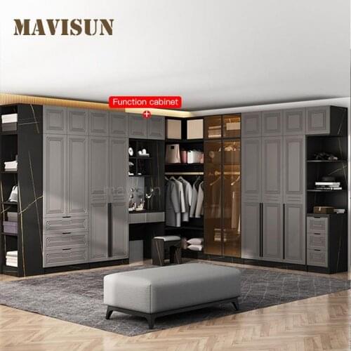L-Shaped Corner Combination Wardrobe Nordic Simple And Modern Practical Bedroom Cabinet Solid Wood Cloakroom Storage Wardrobe
