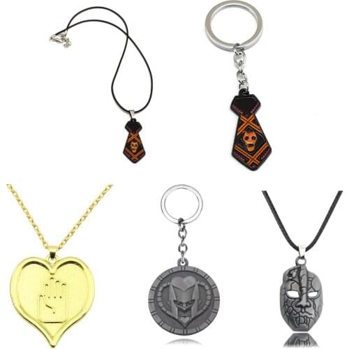 Anime JoJos Bizarre Adventure Necklace Killer Queen Cosplay Metal Pendant Chain Keychain Jewelry Accessories Gifts