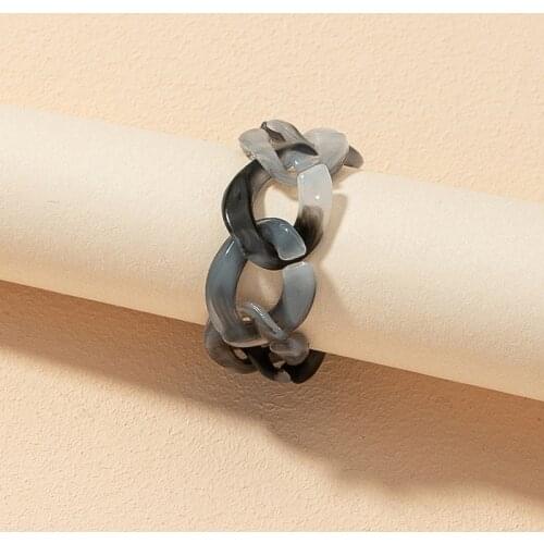 2021 Trendy 1 PCS Colorful Resin Geometric Round Chain Rings Adjustable for Women Girls Party Jewelry Gifts