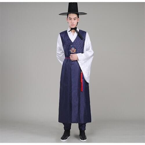 Korean Hanbok Orthodox Traditional Korean Style Wedding Costume Satin Male Ethnic Clothing for Men Dance Costume Cosplay Kimono