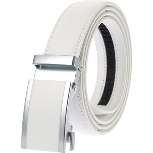 CETIRI 3.0 cm Famous Brand Belt for Men Metal Buckle Cow Genuine Leather Luxury Belt White Automatic Buckle Belts