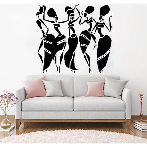 Five African Woman Wall Stickers Living Room Sofa Background Decals Mural Art Design Decor Girl Africa Dance Style Decal LC078