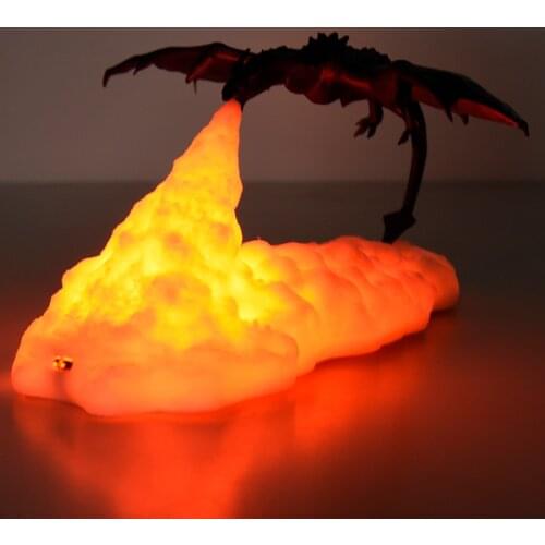 Unique 3D Printed Flying Dragon Flame Night Light Bedside Lamp Creative Children Gift Home Bedroom Decor