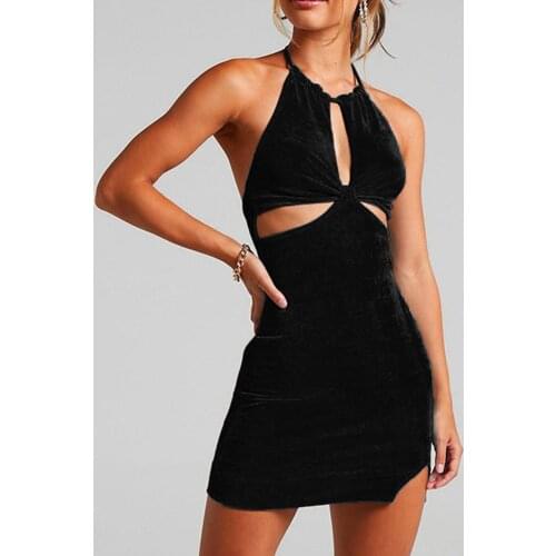Cut Out Dress Womens Sexy Halter Hollow Slim Hip Bodycon Sundress Backless Summer Party Dresses Clubwear Vestidos De Fiesta