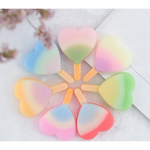 14pcs 35*26mmm Resin Rainbow lollipop Charms for Jewelry DIY Making Flatback Cute Heart Crafts Scrapbooking Embellishment